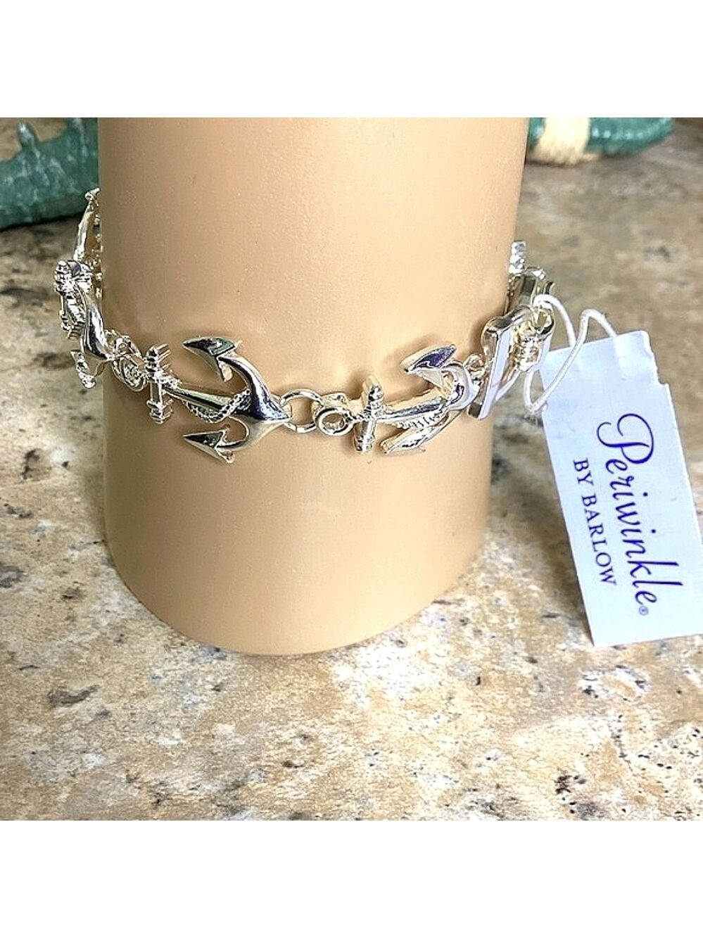 NEW PERIWINKLE BY BARLOW ANCHOR SILVER‎ BRACELET SUMMER VACATION BEACH 7in NWT